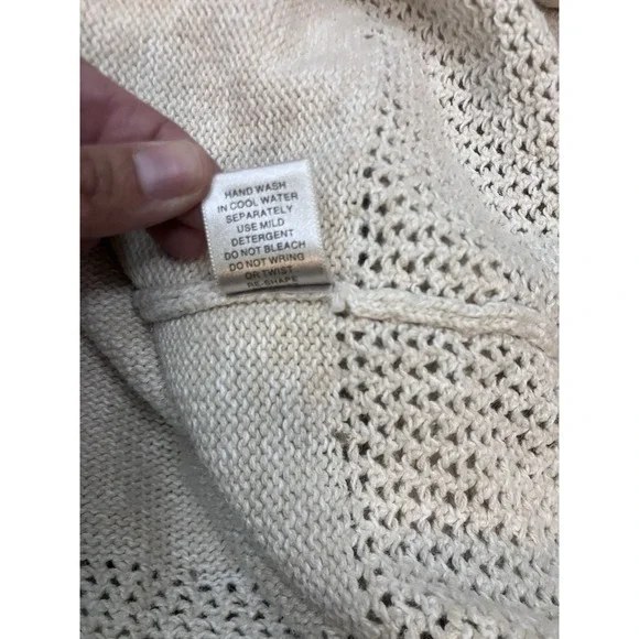 VTG Y2K Christopher & Banks Cat Sweater Women's Large Ivory Ramie Cotton - Picture 13 of 14